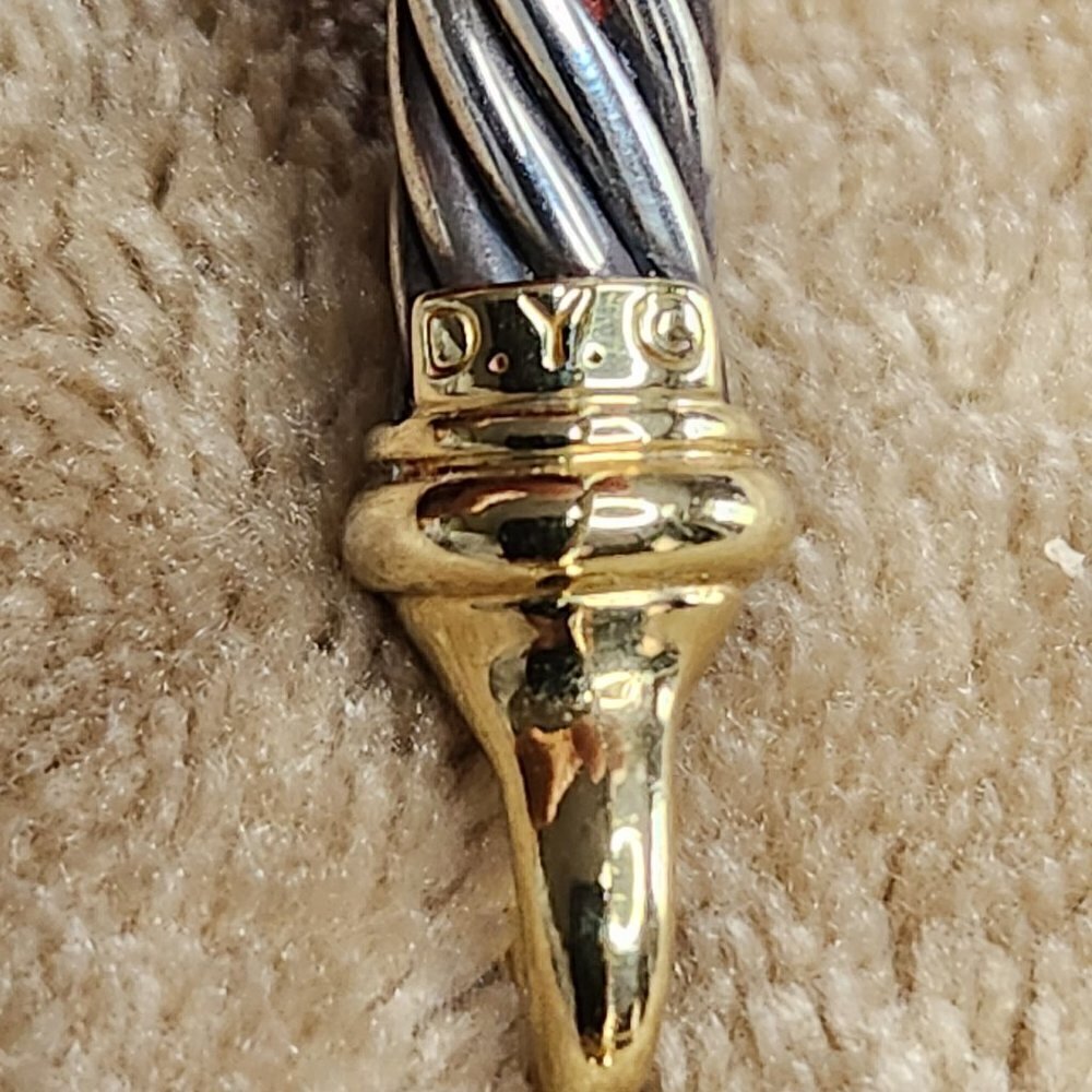 David Yurman Sterling Silver & 18K Yellow Buckle Bangle Bracelet - Picture 3 of 10